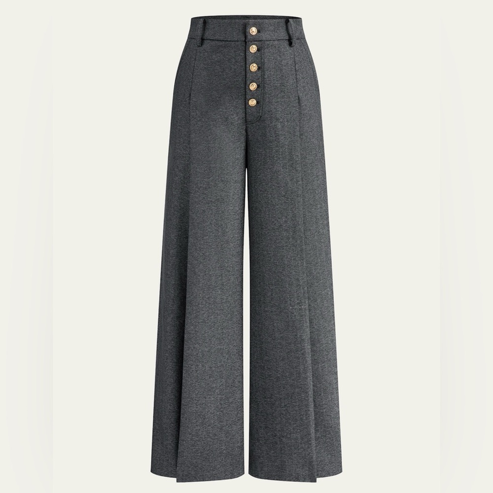 Elegant Gray Wide-Leg Pants by Commense